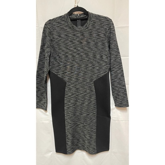 T Tahari Black Combo Mock Neck Long Sleeve Sheath Dress Size L NWT - Picture 3 of 6